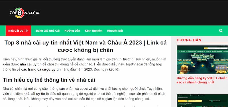 Top8nhacai.com chỉ cung cấp thông tin