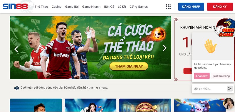 Giao diện chỉn chu của nhà cái Sin88 