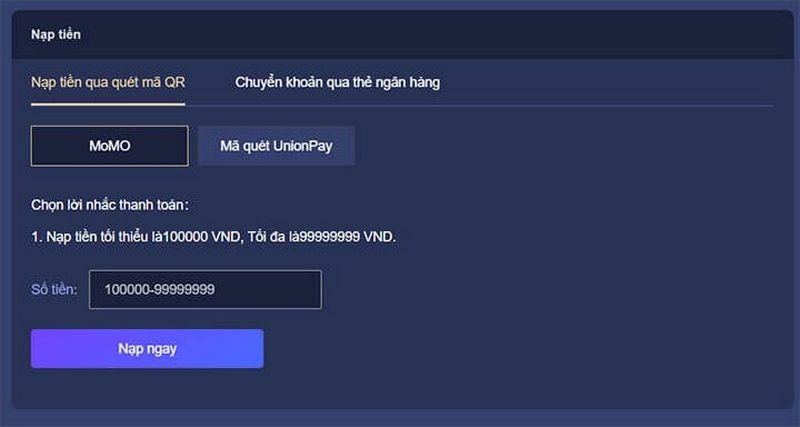 Việc thanh toán ở nhà cái hoàn toàn không mất phí giao dịch 