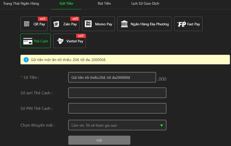 Phương thức nạp tiền JBO Việt Nam qua Fastpay được thực hiện nhanh chóng