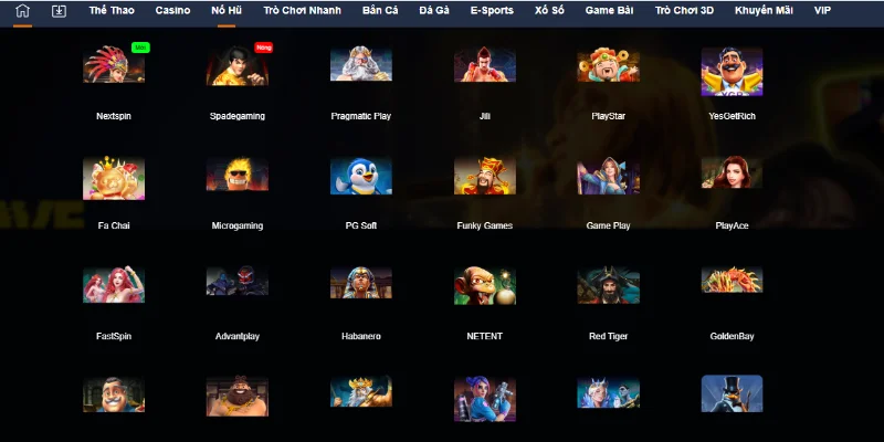 Mỗi danh mục game đều được đầu tư bài bản về giao diện