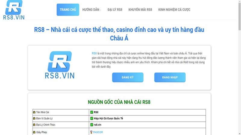 RS8.vin ra đời với mục tiêu cung cấp thông tin khách quan về nhà cái RS8 