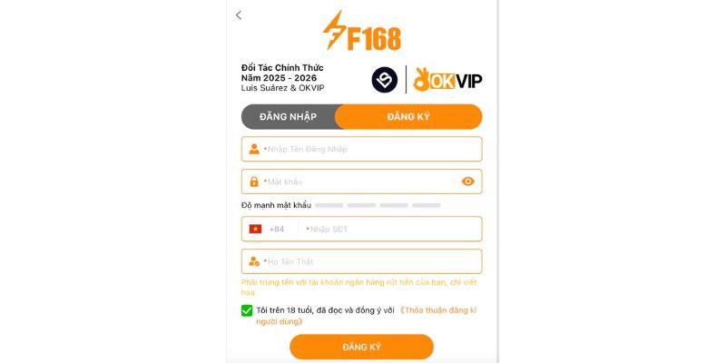 Thao tác thực hiện để tạo tài khoản đăng ký